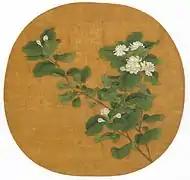 The White Jasmine Branch, painting of ink and color on silk by Chinese artist Zhao Chang, early 12th century