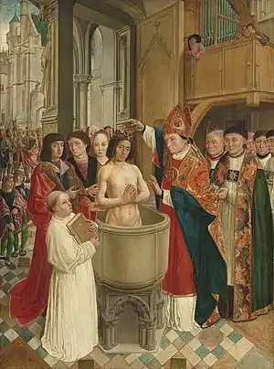 The baptism of Clovis by the Master of Saint Giles (16th c.)