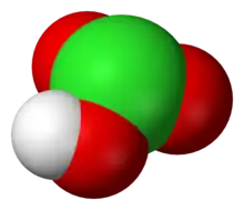 Molecular structure of chloric acid.