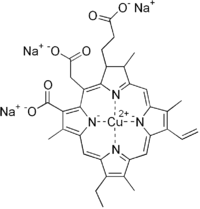 Structural formula of chlorophyllin, sodium salt