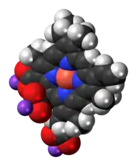 Space-filling model of the chlorophyllin molecule, sodium salt