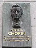 Plaque, Prague, Czech Republic, where Chopin lived 1829-30