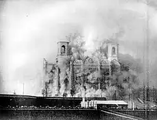 image of "Cathedral of Christ the Savior" in Moscow turning to dust as it collapses on the orders of Joseph Stalin in 1931.Rappaport 1999, p. 201, 223.