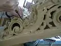 bracket for Christ Church, Spitalfields being carved