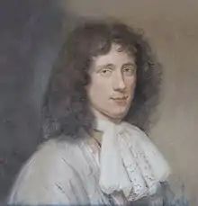 Pastel portrait of Christiaan in 1686 by Bernard Vaillant, which hangs above a pendant portrait of his sister Susanna.