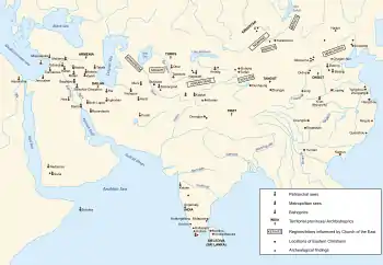 map showing Church of the East in the Middle Ages