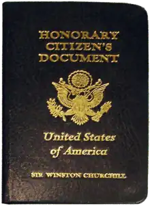 U.S. passport awarded by John F. Kennedy to Winston Churchill (circa 1963)