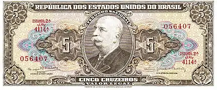 Cr$5 note, portraying the Baron of Rio Branco