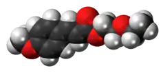 Space-filling model of the cinoxate molecule