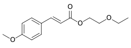 Ball-and-stick model of the cinoxate molecule