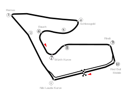 The Grand Prix layout of the A1/Red Bull Ring, used in 1996–1997, and 2016–2021.