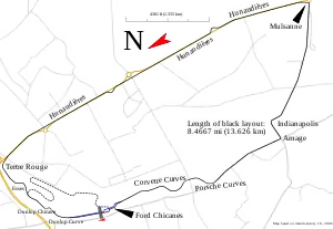 A layout of the Circuit de la Sarthe near Le Mans, France