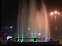 Fountain display under pale lighting