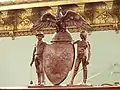 Ornamental shield and supporters in New York City Hall.