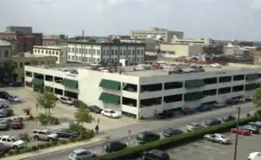 The Ellis Square parking garage around 2005. It was demolished in 2006