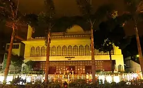 Outside view of mosque at night time