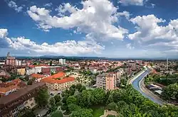 View of Podujevo from above the city's park