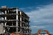 view of a building demolition