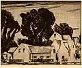 Etching: Houses & Trees, c. late 1910s