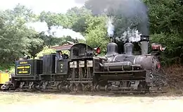 Locomotive #7, running on the Roaring Camp & Big Trees Narrow Gauge Railroad