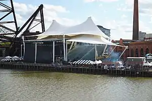 Jacobs Pavilion as viewed from the Cuyahoga River