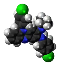 Space-filling model of the clofazimine molecule