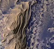 Layers in Danielson Crater, as seen by HiRISE under HiWish program.