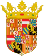 Coat of arms of Charles I as king of Spain before becoming Holy Roman Emperor.