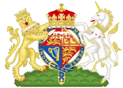 A mount vert compartment in the coat of arms of Anne, Princess Royal of the United Kingdom.