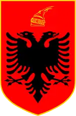 The arms of Albania.