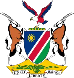 Coat of Arms of Namibia, with a Welwitschia in the bottom