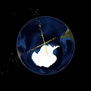 Debris fields after 50 minutes