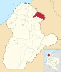 Location of the municipality and town of Chinú in the Córdoba Department of Colombia.