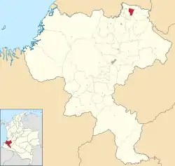 Location of the municipality and town of Padilla, Cauca in the Cauca Department of Colombia.