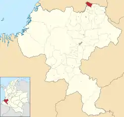 Location of the municipality and town of Puerto Tejada, Cauca in the Cauca Department of Colombia.