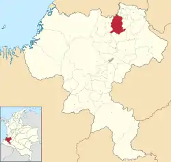 Location of the municipality and town of Santander de Quilichao in the Cauca Department of Colombia.