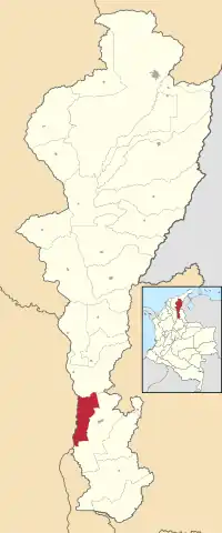 Location of the municipality and town of Gamarra in the Department of Cesar.