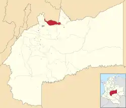 Location of the municipality and town of Cumaral in the department of Meta.