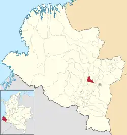 Location of the municipality and town of Sandona in the Nariño Department of Colombia.