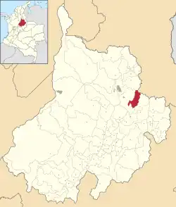 Location of the municipality and town of Santa Bárbara in the Santander Department of Colombia.