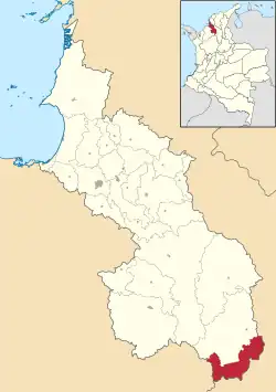 Location of the municipality and town of Guaranda, Sucre in the Sucre Department of Colombia.