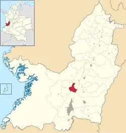 Location of the municipality and town of Vijes in the Valle del Cauca Department of Colombia.