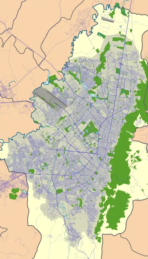 Map showing the location of El Burro WetlandHumedal El Burro