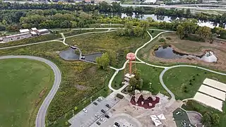 Central activity area and restored wetlands