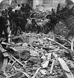 Bersaglieri digging in the ruins after the earthquake in Messina, December 1908