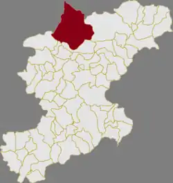 The Comune of Cortina d'Ampezzo shaded red in the Province of Belluno