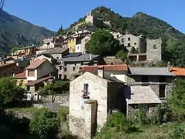 The church of Sainte-Marguerite of Nabilles, and surrounding buildings, in Conat