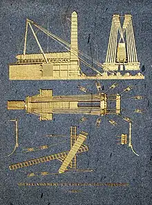 Illustration on the base of the obelisk, showing how it was raised into place in 1836