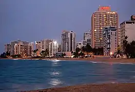 Condado Beach at night.