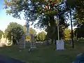 A monument to soldiers of World War II is close to the monument